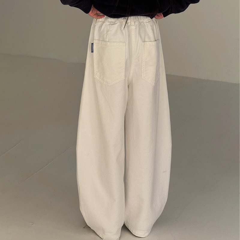 小个子冬季极简风廓形弯刀裤女大童白色休闲加绒阔腿裤儿童长裤子,淘宝优惠券,粉丝福利购,淘宝优惠卷