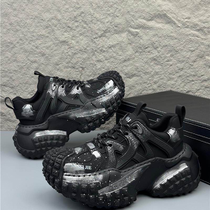 欧洲站男鞋2025秋冬新款轮胎底增高老爹鞋潮流擦色时尚休闲运动鞋,淘宝优惠券,粉丝福利购,淘宝优惠卷