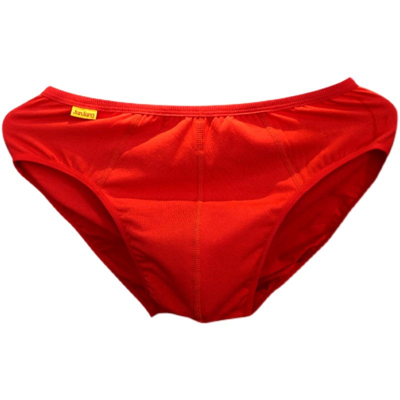 3条男士三角中腰内裤弹力棉透气吸汗简约细边棉质纯大红色本命年,淘宝优惠券,粉丝福利购,淘宝优惠卷