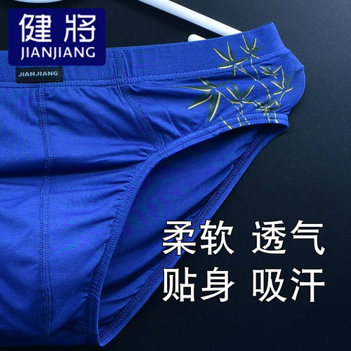 健将男三角内裤中腰竹浆纤维宽边透气舒适青年吸汗宽边竹叶运动裤 - 图1
