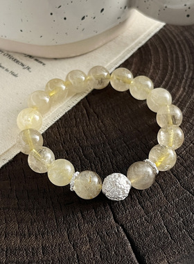 s925纯银雏菊花朵发晶串珠手链女简约手工弹力绳款设计串珠手串