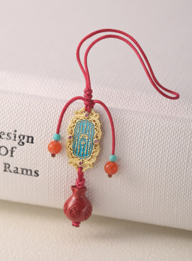 s925纯银朱砂五条经红绳手机链包包挂件手工设计百搭个性挂饰礼物