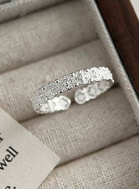 韩版s925纯银船舵戒指女简约小众设计轻奢高级感不掉色开口指环