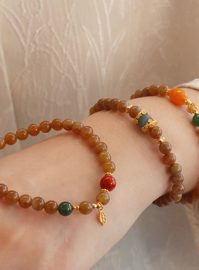 原创设计天然糖料和田玉高级感手链女简约小众新中式国潮手串礼物