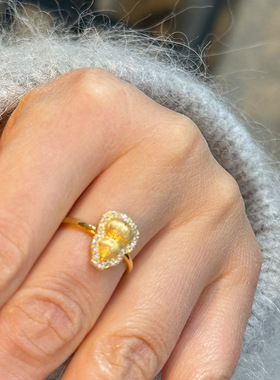 s925纯银轻奢镶钻葫芦戒指女简约新中式福禄设计精致推拉指环戒子