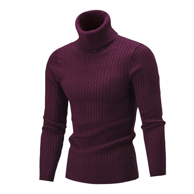 Young men's thin base solid color sweater turtleneck pullover long sleeve casual fashion men's top knit sweater trendy