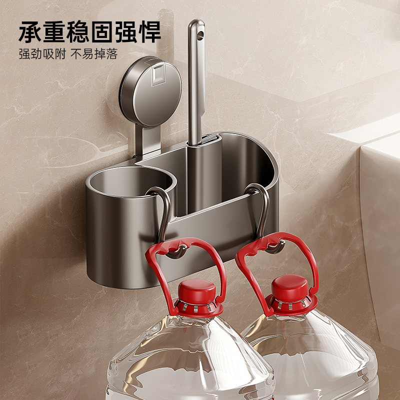 2025新款吸盘马桶刷无死角家用壁挂式厕所专用刷马桶卫生间置物架 - 图2