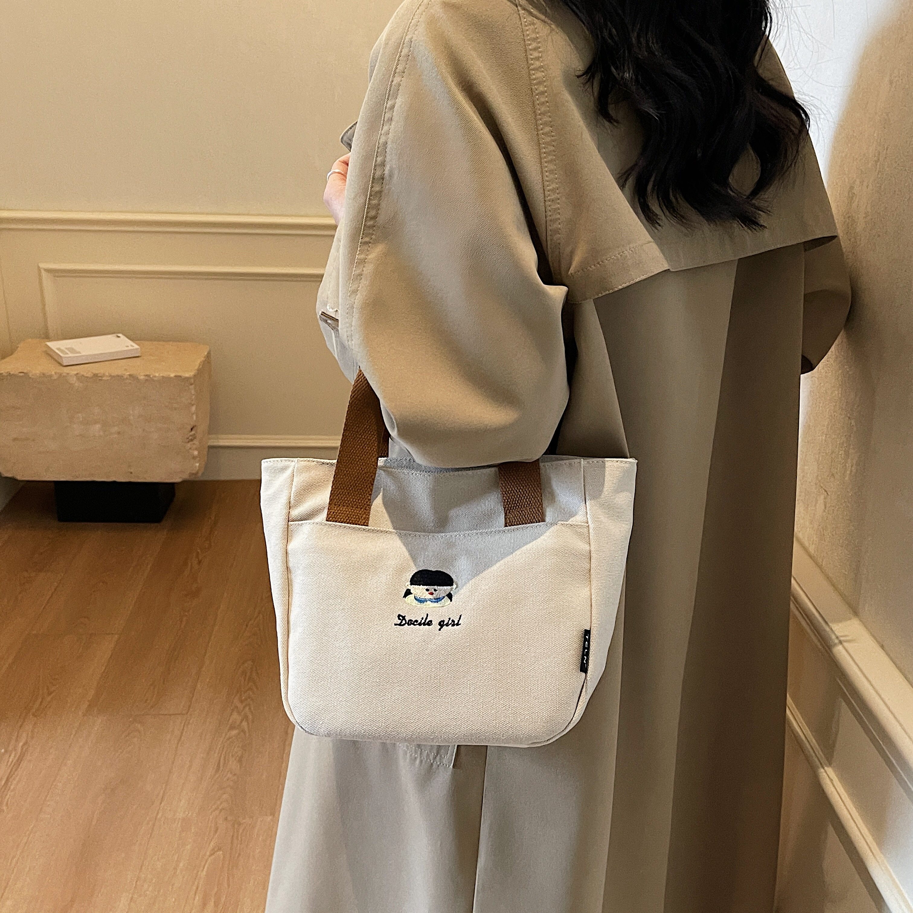 质感复古帆布手拎小包包女上班通勤手提袋日韩时尚小众百搭托特包,淘宝优惠券,粉丝福利购,淘宝优惠卷