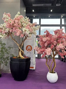高端轻奢仿真樱花树盆景摆件