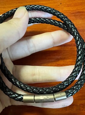 专柜正品5mm粗真皮项链XL刺青珠