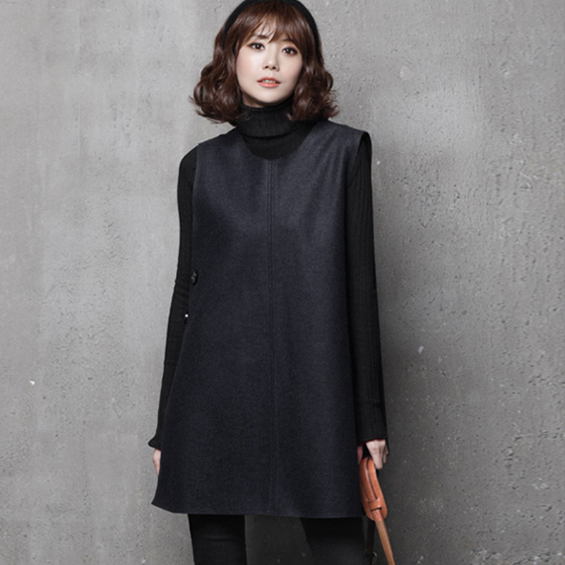 高级感背心裙女秋冬季新款气质高端宽松毛呢马甲裙春无袖连衣裙子 - 图0