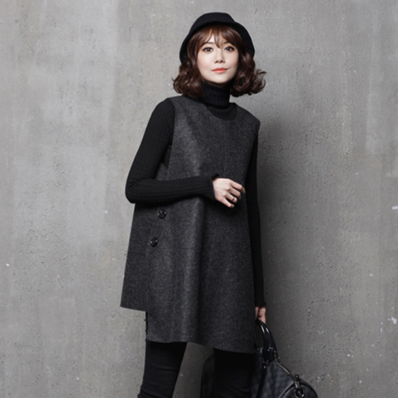 高级感背心裙女秋冬季新款气质高端宽松毛呢马甲裙春无袖连衣裙子 - 图2