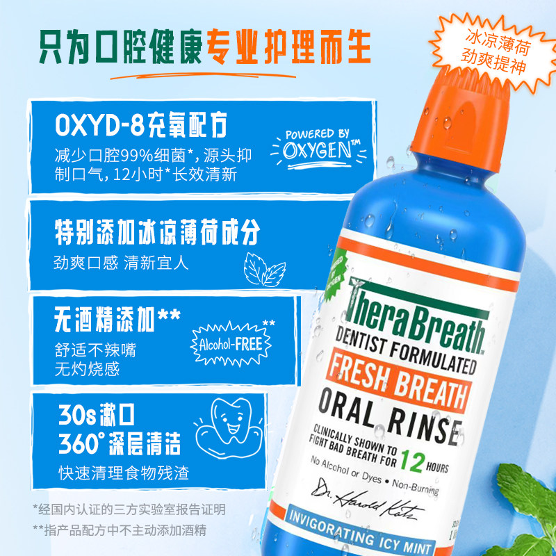 TheraBreath凯斯博士漱口水口腔抑菌大包装1L装去除口气涑口水,淘宝优惠券,粉丝福利购,淘宝优惠卷