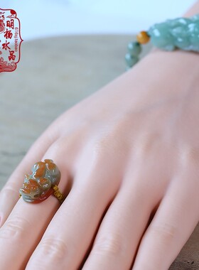 明杨原创设计玉貔貅戒指手工雕刻