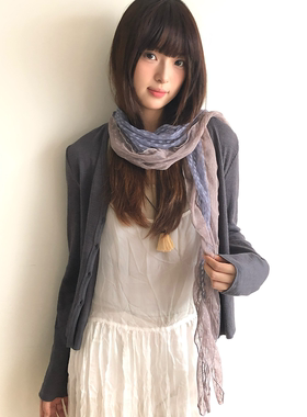 藤井树同款紫色波点丝巾女