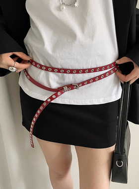 韩系设计感免打孔双层腰带女