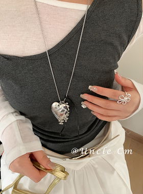 韩系高级感长款爱心项链女