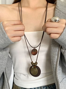 复古新中式禅意长款吊坠项链女