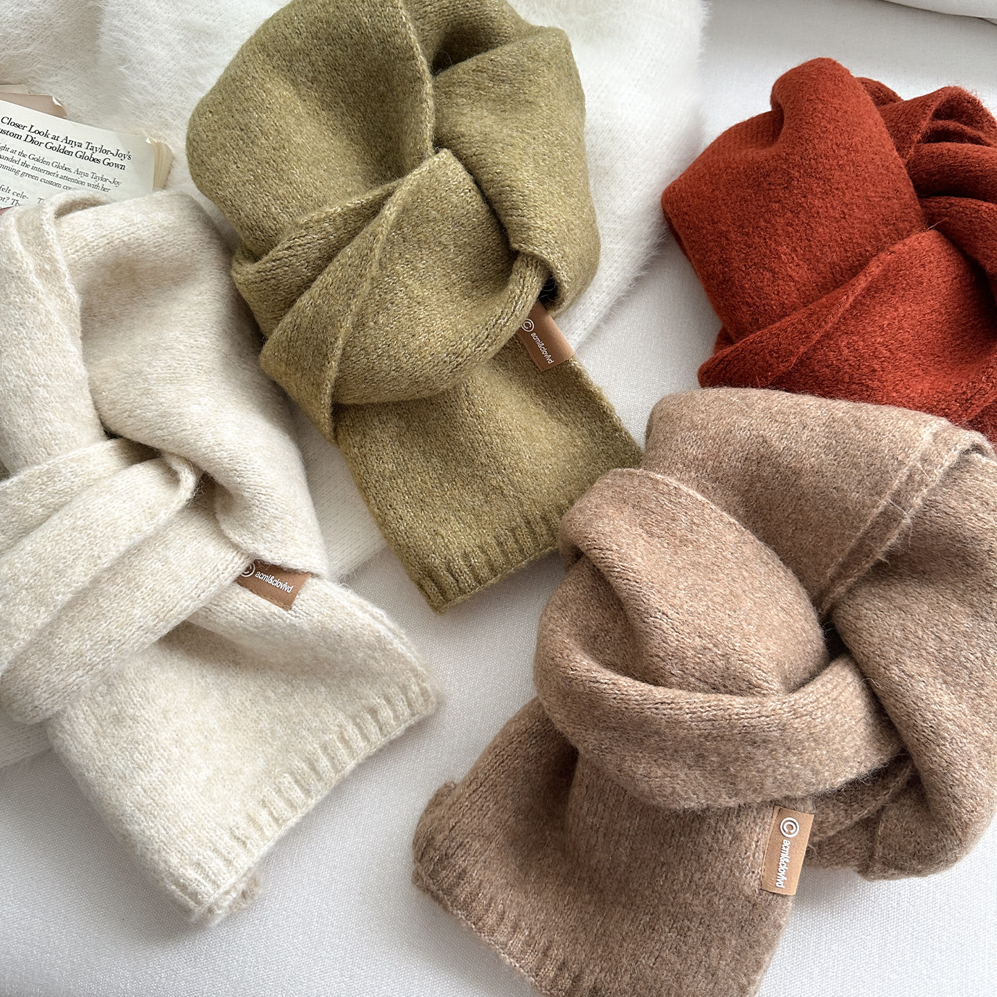 韩版灰色针织小围巾女款冬季含羊毛加厚软糯保暖护颈围脖高级感潮,淘宝优惠券,粉丝福利购,淘宝优惠卷