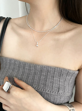 韩系氛围感双层水滴吊坠项链女
