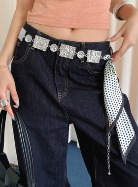 美式高级感金属不规则丝巾腰带女