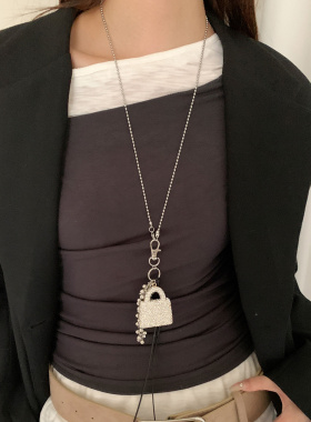 韩系高级感闪钻包包吊坠项链女