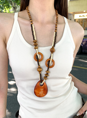 波西米亚风串珠海星吊坠项链女