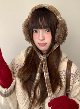 韩系绑带加厚毛绒耳罩女冬季