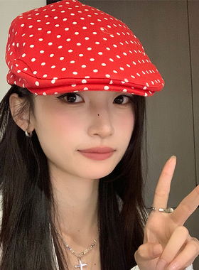 韩版波点显脸小舒适画家帽
