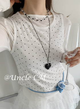 高级感长款叠戴透明爱心项链女