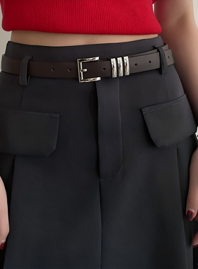unclecm女PU方扣韩系腰带百搭