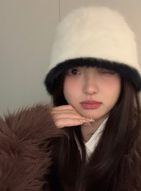 兔毛韩版女秋冬盆帽渔夫帽