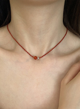 极细水晶串珠锁骨链简约百搭