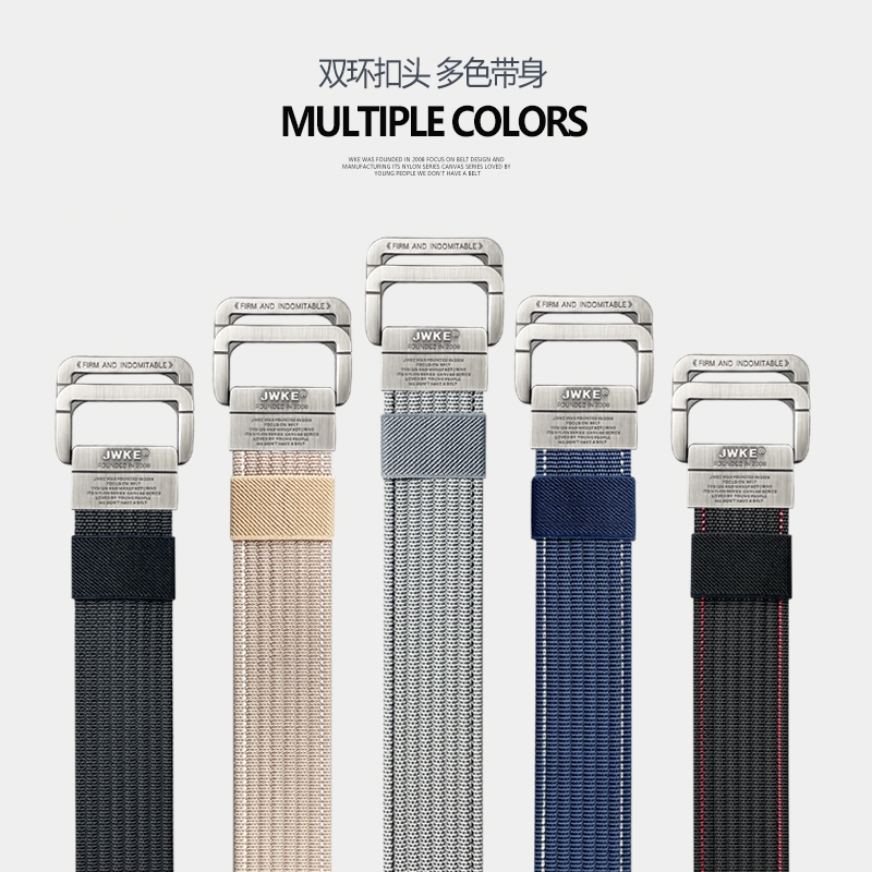 帆布腰带男生潮年轻人休闲皮带ins风百搭青年学生工装牛仔裤腰带 - 图1