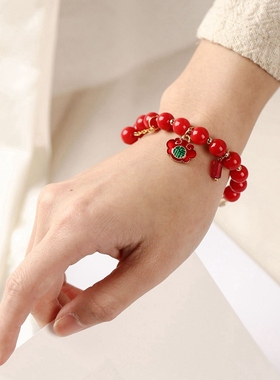 红色串珠学生日韩风手链摆摊厂