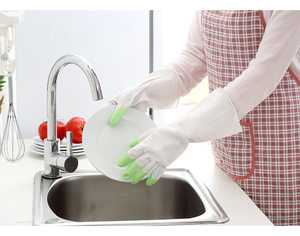 纤诗洁家务手套短款皮手套洗菜洗碗防水防寒洗衣服搞卫生柔软轻巧