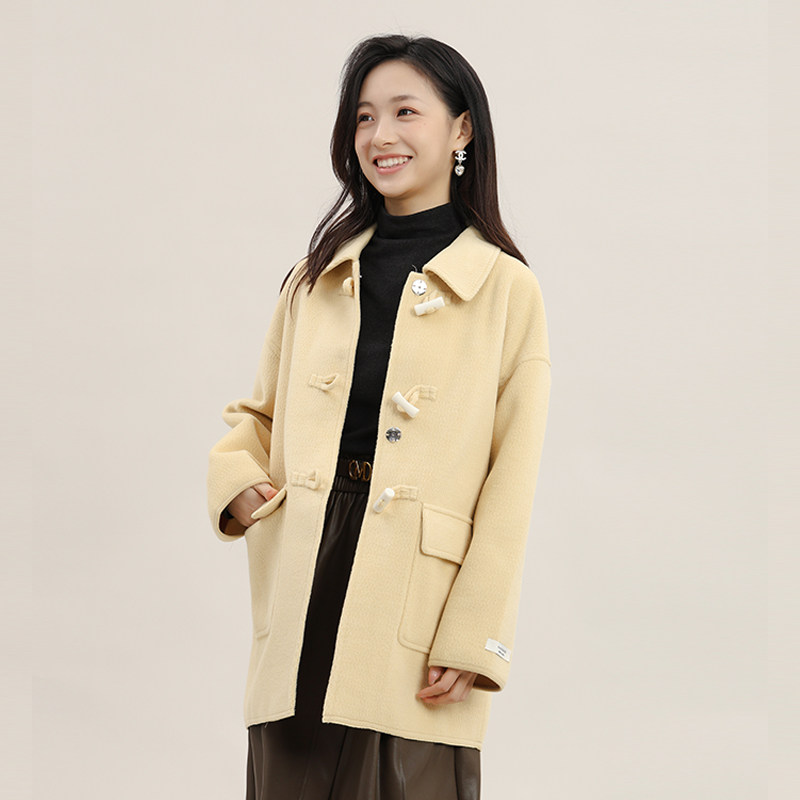 金苑毛呢外套新款女风衣小个子冬装高级感牛角扣大衣E235127,淘宝优惠券,粉丝福利购,淘宝优惠卷