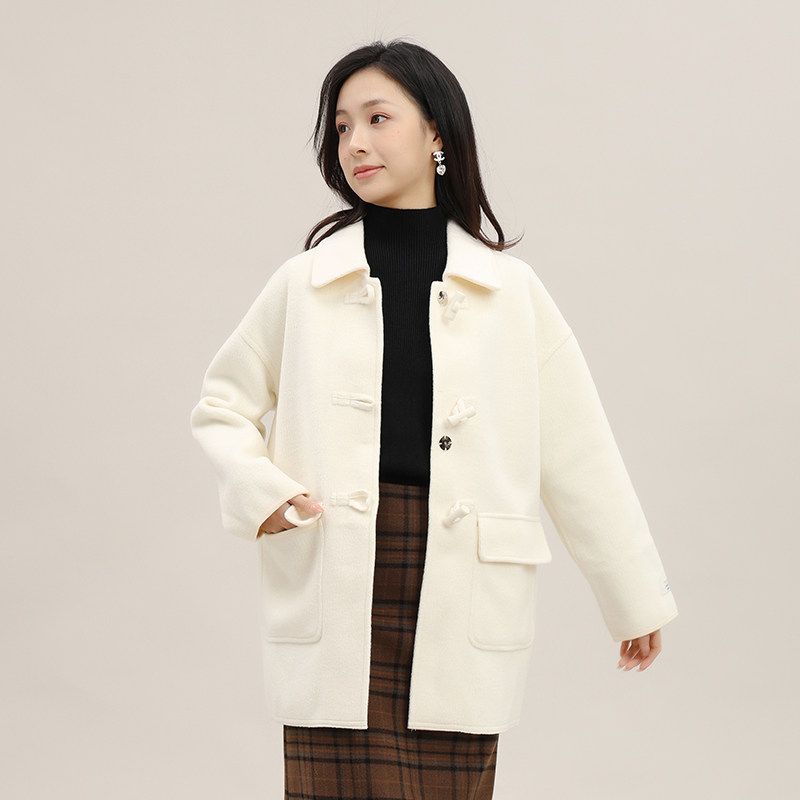 金苑毛呢外套新款女风衣小个子冬装高级感牛角扣大衣E235127,淘宝优惠券,粉丝福利购,淘宝优惠卷