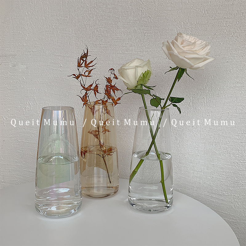 quiet mumu*ins风花瓶透明玻璃插花瓶水养鲜花网红高级感摆件花器 - 图0