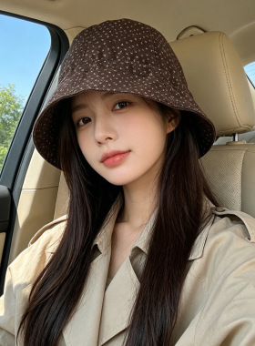 韩系小碎花双面戴渔夫帽子女款2026新款防晒遮阳帽百搭显脸小盆帽