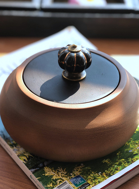复古柚木茶叶储物盒装饰酒店会所