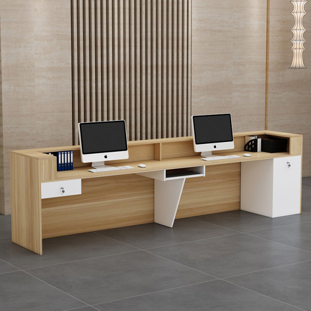 Simple solid wood particle compression board storage and painted front desk