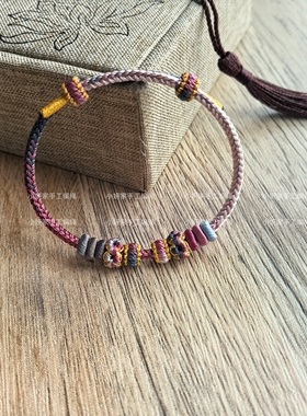 纯手工编织乌梅子酱手绳可自加金饰穿转运珠吊坠半成品手链