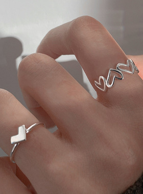 镂空爱心开口戒冷淡风