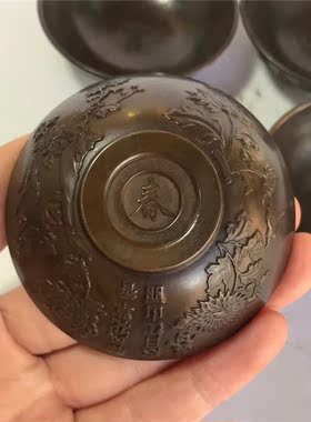 铜碗做旧老式整套复古文玩摆件