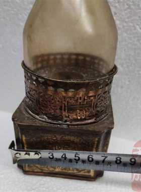 镂空纯铜方形烟灯老式煤油灯酒精灯影视道具复古玩收藏