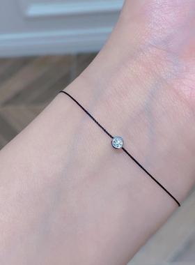 法国正品redline黑绳手链18K钻石