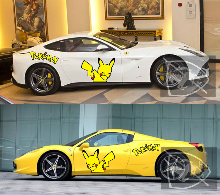 法拉利458车贴拉花 488 F12皮卡丘汽车贴纸 兰博基尼改装车身贴画 - 图1