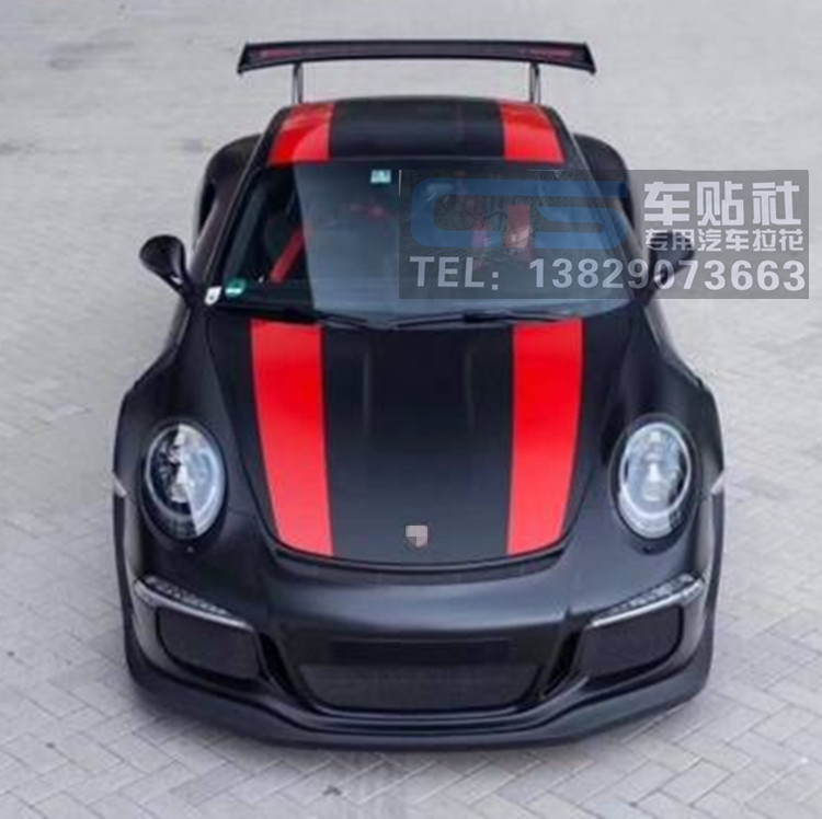 适用于保时捷911车贴拉花718cayman卡曼 GT3 RS机盖改装侧裙贴纸 - 图0
