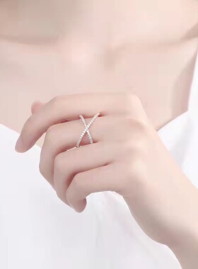 跨境爆款 韩版简约潮人指环个性百搭镂空双层 高级感女款开口